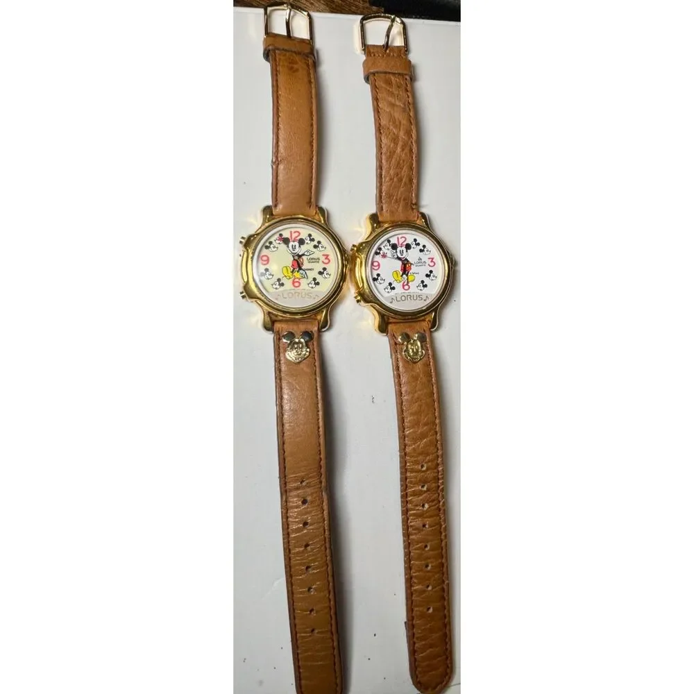 Vintage Disney Lorus Mickey Mouse Musical Watches - Set of 2 (Fully Functional)